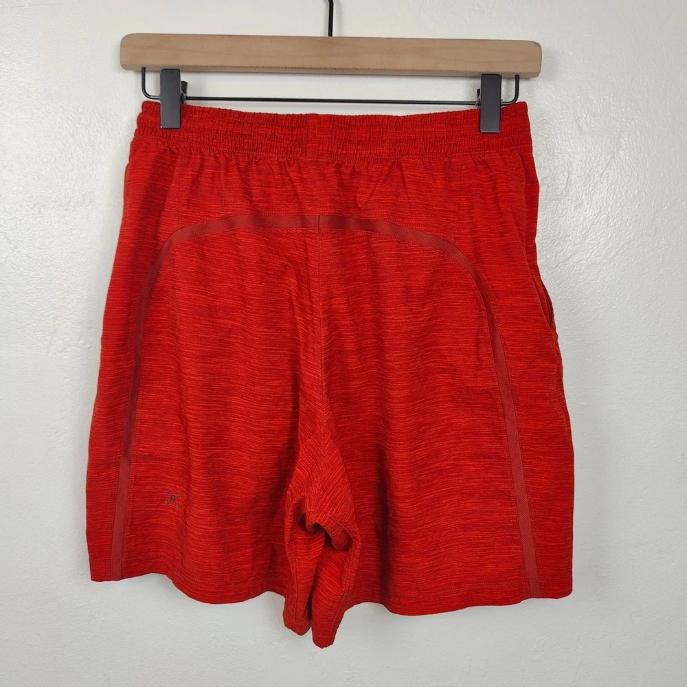Lululemon Pace Breaker Short Linerless XS Heather Allover Solar Orange Magma Red